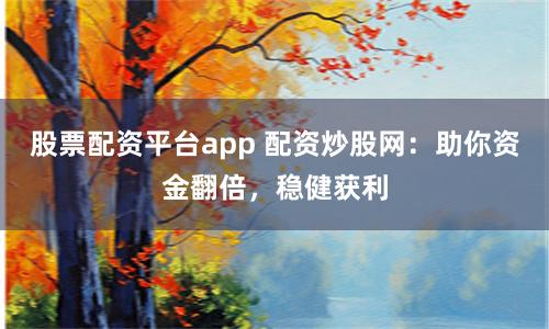 股票配资平台app 配资炒股网：助你资金翻倍，稳健获利